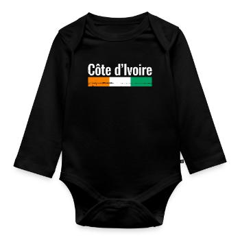 Côte d’Ivoire Drapeau ivoirien Ivoiriens - Body Bébé bio manches longues - noir - Devant