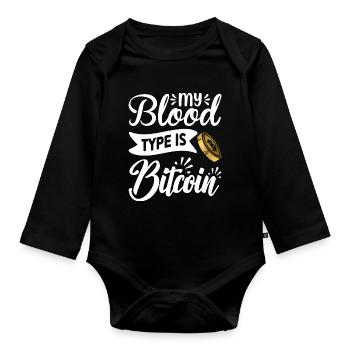 Bitcoin BTC Crypto Blockchain Coin Exchange Coin - Body Bébé bio manches longues - noir - Devant