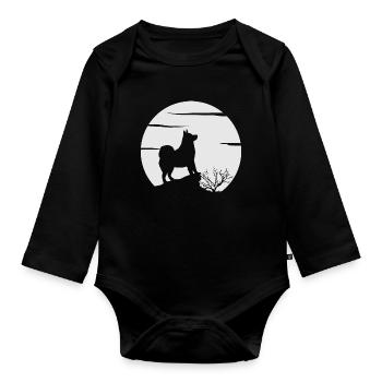 Alaskan Malamute Hund - Baby Bio-Langarm-Body - Schwarz - Vorne