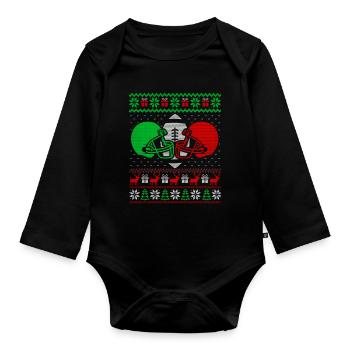 Love Football Christmas Sweater Happy Holidays - Baby Bio-Langarm-Body - Schwarz - Vorne