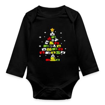 Photographer Job Christmas Tree Happy Holidays - Baby Bio-Langarm-Body - Schwarz - Vorne