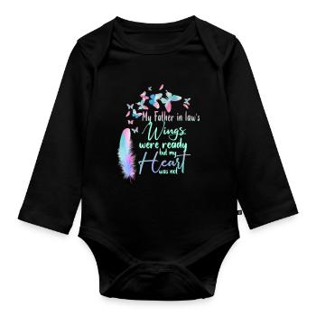 My Father In Law My Guardian Angel Funny - Organic Longsleeve Baby Bodysuit - black - Front