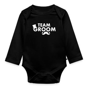 Team groom - Organic Longsleeve Baby Bodysuit - black - Front