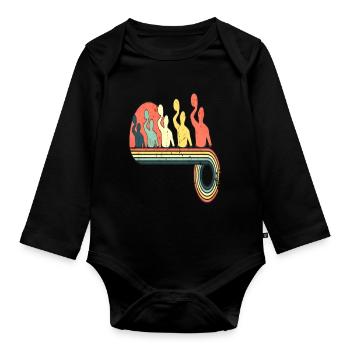 Water Polo Male Player Retro Vintage Rainbow - Baby Bio-Langarm-Body - Schwarz - Vorne