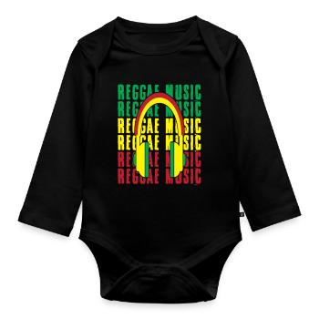 Reggae Music Rastafari Jamaica - Organic Longsleeve Baby Bodysuit - black - Front