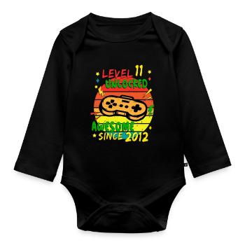 Video Game Level 11 Unlocked Awesome Since 2012 - Organic Longsleeve Baby Bodysuit - black - Front