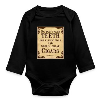 Les citations de cow-boy n’ont pas besoin de dents - Body Bébé bio manches longues - noir - Devant