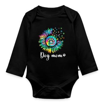Hippie Cadeau Chien Maman Femmes - Body Bébé bio manches longues - noir - Devant