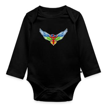 Aigle Amazigh Drapeau Imazighen Berbère Rif Kabyle - Body Bébé bio manches longues - noir - Devant