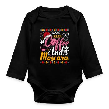 Christmas Coffee And Mascra For Xmas Lovers - Baby Bio-Langarm-Body - Schwarz - Vorne