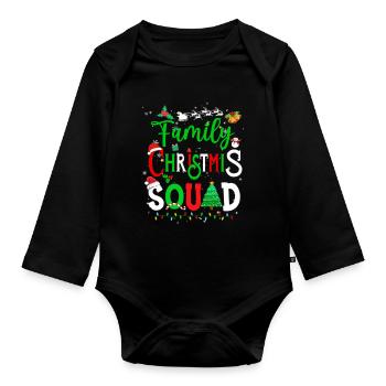 Family Christmas Matching Team Santa Elf Squad - Organic Longsleeve Baby Bodysuit - black - Front