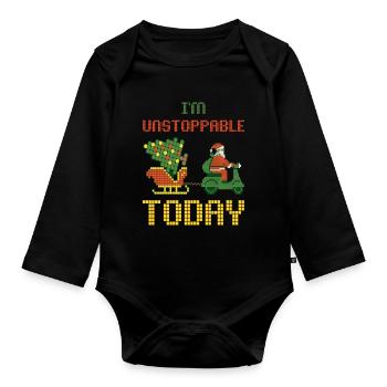 Merry Christmas I'm Unstoppable Today Santa - Baby Bio-Langarm-Body - Schwarz - Vorne