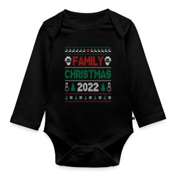 Famille Noël 2022 Escouade de Noël Père Noël Elfe - Body Bébé bio manches longues - noir - Devant