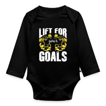 Lift For Your Goals Bodybuilding Gym - Body Bébé bio manches longues - noir - Devant