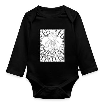 Retro Best Dad Ever Vintage Bear In Regal Costume - Organic Longsleeve Baby Bodysuit - black - Front