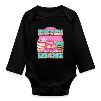 Quote Sweet Tooth Cake Bakery - Baby Bio-Langarm-Body - Schwarz - Vorne