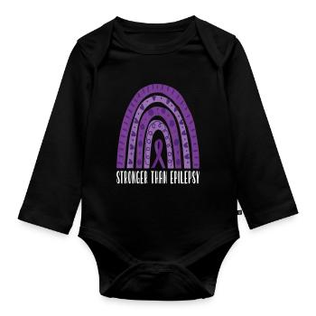 Epilepsy Awareness Ribbon - Organic Longsleeve Baby Bodysuit - black - Front