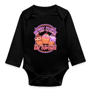 Cupcakes Baking Cupcake Bakery Owner - Organic Longsleeve Baby Bodysuit - black - Front