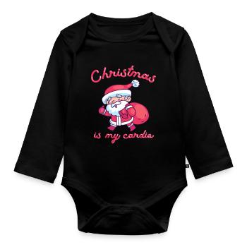 Noël est mon cardio - Body Bébé bio manches longues - noir - Devant
