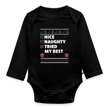 Nice Naughty a essayé mon meilleur Noël moche - Body Bébé bio manches longues - noir - Devant
