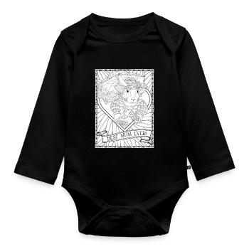 Beste Mum Ever Vintage Fantasy Kaninchen Muttertag - Baby Bio-Langarm-Body - Schwarz - Vorne