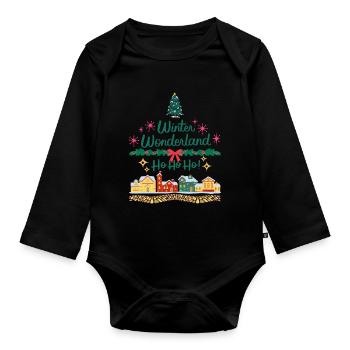 Noël Ho Ho Ho - Body Bébé bio manches longues - noir - Devant