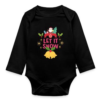 Noël Laissez la neige - Body Bébé bio manches longues - noir - Devant
