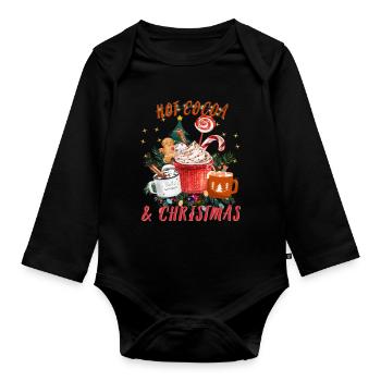 Hot Cocoa And Merry Christmas Vintage Coffee - Organic Longsleeve Baby Bodysuit - black - Front
