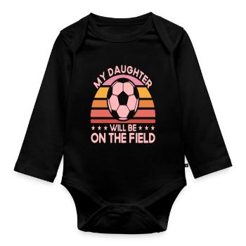 Soccer Mom Femmes Family Matching Team Player - Body Bébé bio manches longues - noir - Devant