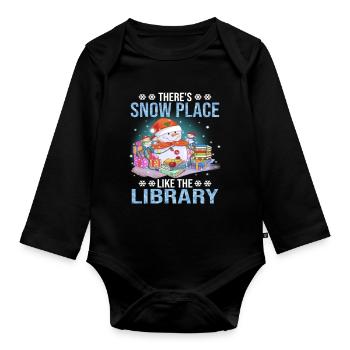 There's Snow Place Like The Library Christmas - Organic Longsleeve Baby Bodysuit - black - Front