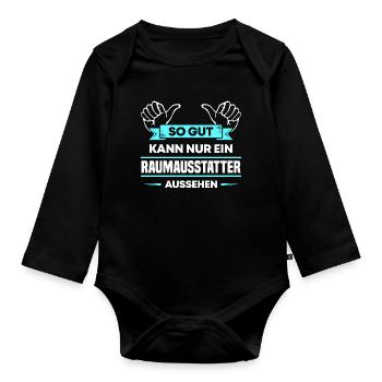 Raumausstatter Design für stolze Handwerker - Baby Bio-Langarm-Body - Schwarz - Vorne