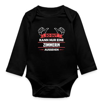 Zimmerin Design für stolze Handwerker - Baby Bio-Langarm-Body - Schwarz - Vorne