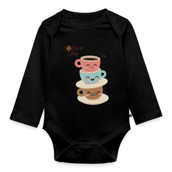 Kaffeezeit 2 - Baby Bio-Langarm-Body - Schwarz - Vorne
