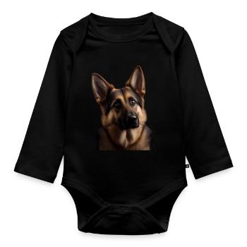 Cute Shepherd - Regarde dans mes yeux 2 - Body Bébé bio manches longues - noir - Devant