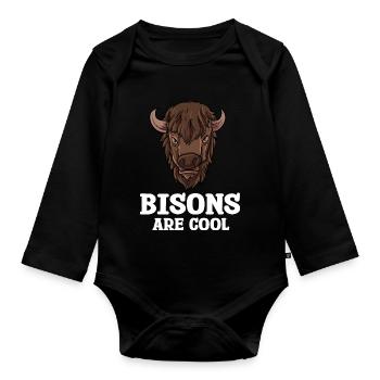 Bison Büffel Buffalo Nationalpark Wildnis Western - Baby Bio-Langarm-Body - Schwarz - Vorne