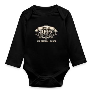 Retro Vintage Birthday Made In 1992 All Original - Baby Bio-Langarm-Body - Schwarz - Vorne