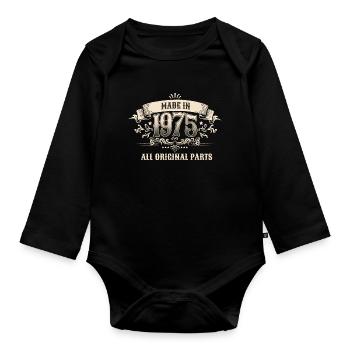 Retro Vintage Birthday Made In 1975 All Original - Baby Bio-Langarm-Body - Schwarz - Vorne