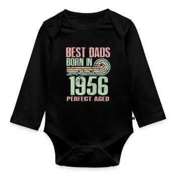 Die Besten Väter Sind 1956 Geboren, 67 Jahre Alt, - Baby Bio-Langarm-Body - Schwarz - Vorne