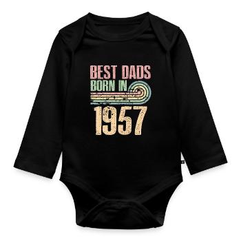 Les meilleurs pères sont nés en 1957, 66 ans, - Body Bébé bio manches longues - noir - Devant