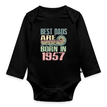 Die Besten Väter Sind 1957 Geboren, 66 Jahre Alt, - Baby Bio-Langarm-Body - Schwarz - Vorne