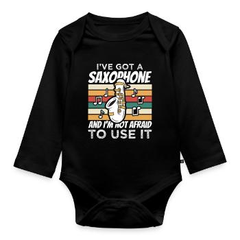Saxophone Kids - Organic Longsleeve Baby Bodysuit - black - Front