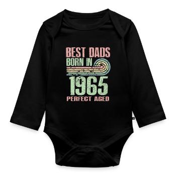 The best fathers were born in 1965, 58 years old, - Organic Longsleeve Baby Bodysuit - black - Front