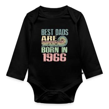 Die Besten Väter Sind 1966 Geboren, 57 Jahre Alt, - Baby Bio-Langarm-Body - Schwarz - Vorne