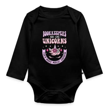 Les comptables sont comme les licornes comptable Einhorn - Body Bébé bio manches longues - noir - Devant