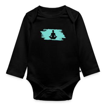 Om Yoga - Baby Bio-Langarm-Body - Schwarz - Vorne
