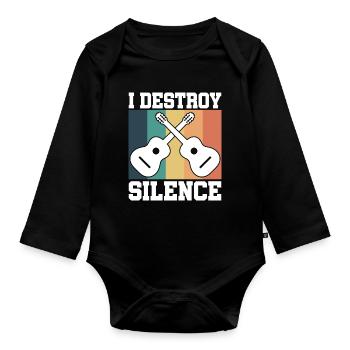 Guitar retro - Organic Longsleeve Baby Bodysuit - black - Front