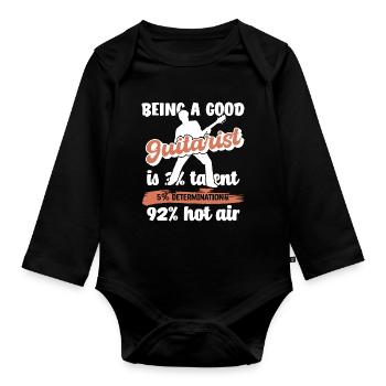 Saying funny guitar player - Organic Longsleeve Baby Bodysuit - black - Front