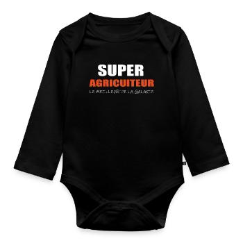 Super Agriculteur - Body Bébé bio manches longues - noir - Devant