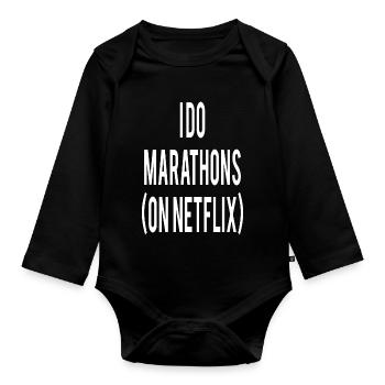 Marathon Triathlon Running Jogging Biking Cycling - Organic Longsleeve Baby Bodysuit - black - Front