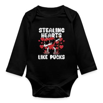 Dabbing Heart Crusher Funny Gentlemen Children Boys - Organic Longsleeve Baby Bodysuit - black - Front